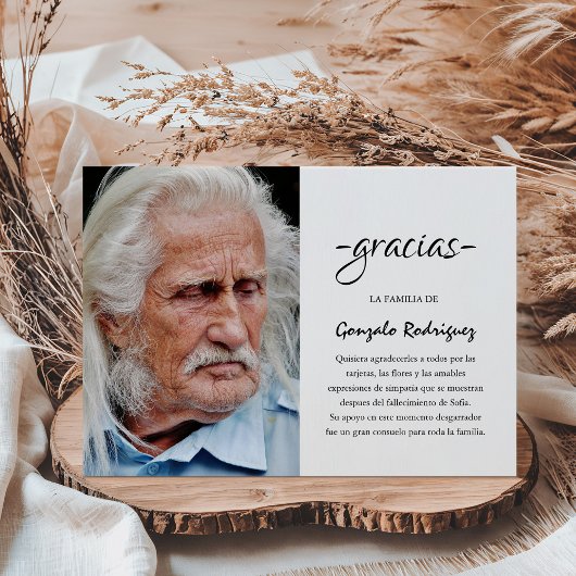 Gracias Simpatia | Spanisches Beileid Foto Dankeskarte