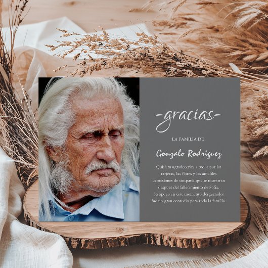 Gracias Simpatia | Spanisches Beileid Foto Dankeskarte