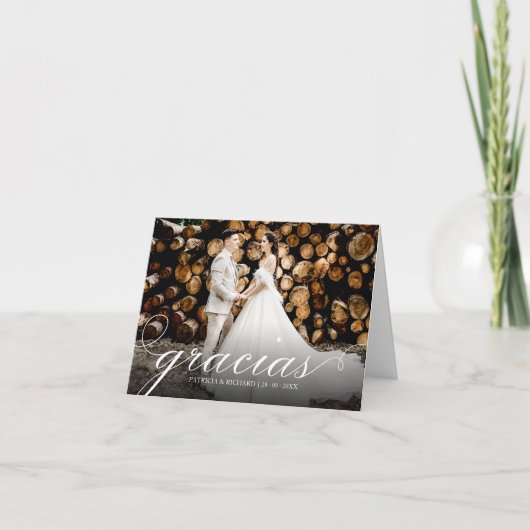 Gracias Simple Elegant Wedding Danke Foto (Vorderseite)