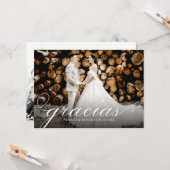 Gracias Simple Elegant Wedding Danke Foto Karte (Vorderseite/Rückseite Beispiel)