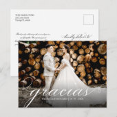 Gracias Simple Elegant Wedding Danke Foto Postkarte (Vorne/Hinten)