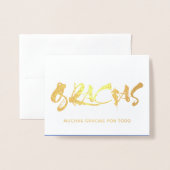 Gracias spanisch Drehbuch danke Gold Folienkarte (Vorderseite mit Umschlag)
