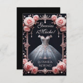 Gracias Spanische Rose Quinceñera Dankeskarte (Vorne/Hinten)