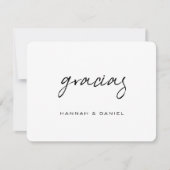 Gracias Spanish Simple Black Script Wedding Dankeskarte (Vorderseite)