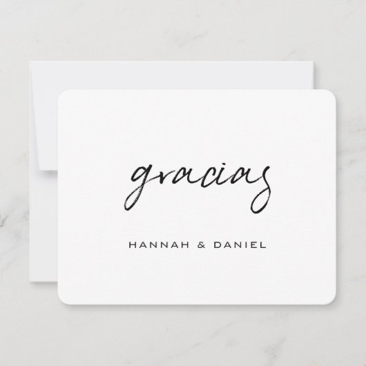 Gracias Spanish Simple Black Script Wedding Dankeskarte (Vorderseite)