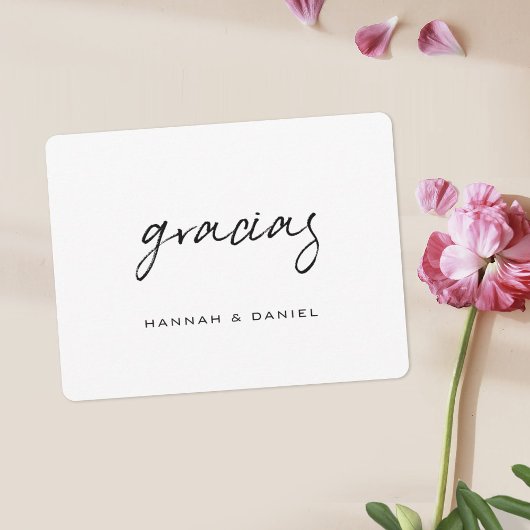 Gracias Spanish Simple Black Script Wedding Dankeskarte