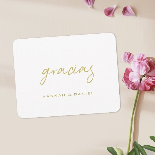 Gracias Spanish Simple Gold Script Wedding Dankeskarte