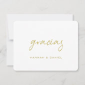Gracias Spanish Simple Gold Script Wedding Dankeskarte (Vorderseite)