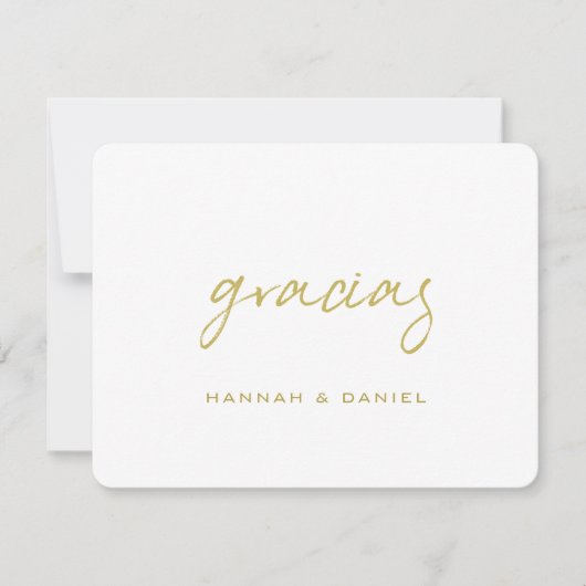 Gracias Spanish Simple Gold Script Wedding Dankeskarte (Vorderseite)