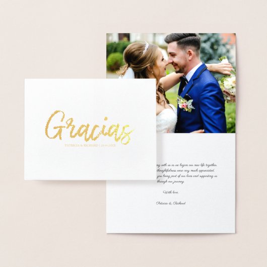 Gracias Stylish Script Wedding Danke Foto Folienkarte (Anzeige)