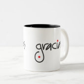 Gracias Tasse danken Ihnen Schwarzweiss (VorderseiteRechts)