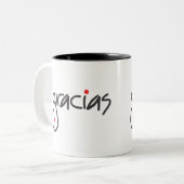 Gracias Tasse danken Ihnen Schwarzweiss (Vorderseite Links)