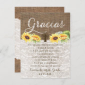 Gracias Taufen Gebet Dankeschön Karte in Spanisch (Vorne/Hinten)