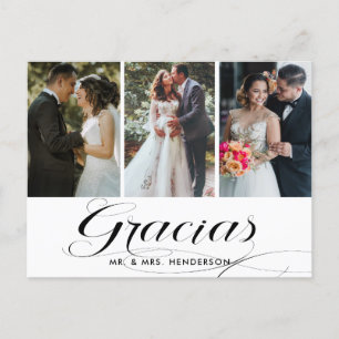 Gracias Wedding Foto Collage Vielen Dank Postkarte
