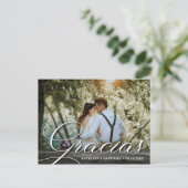 Gracias | Wedding Foto Vielen Dank Postkarte (Stehend Vorderseite)