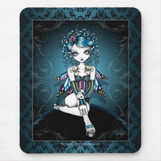 "Gracie" gotische Couture-Schwalben-Fee Mousepad (Vorne)