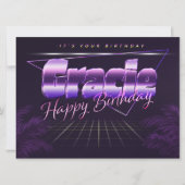 Gracie Name Vorname lila retro Karte Geburtstag (Vorderseite)