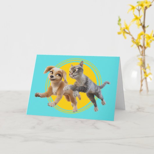 Gracie & Pedro Unleashed Karte (Gelbe Blume)