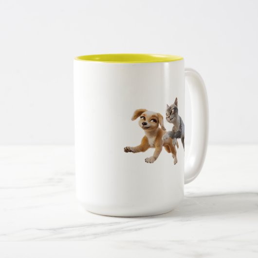 Gracie & Pedro Unleashed Zweifarbige Tasse (VorderseiteRechts)