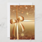 Gracious Gold, White Ribbon Bow Weihnachts-Party Einladung (Rückseite)