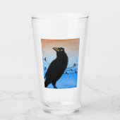 Grackle Austin Texas Bird Avian Wildlife Painting Glas (Vorderseite)