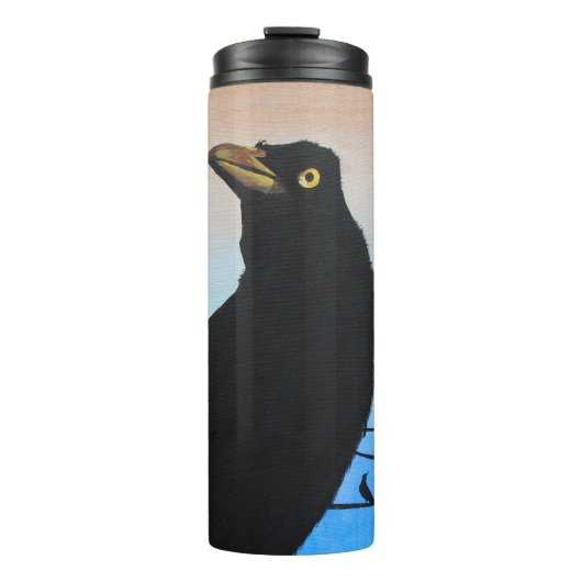 Grackle Austin Texas Bird Avian Wildlife Painting Thermosbecher (Vorderseite)