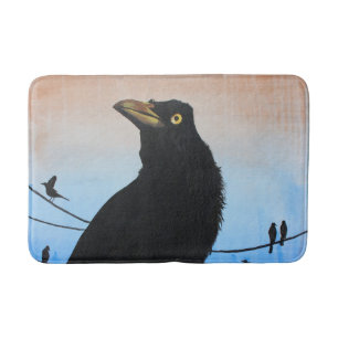 Grackle Austin Texas Bird Nature Wildlife Malerei Badematte