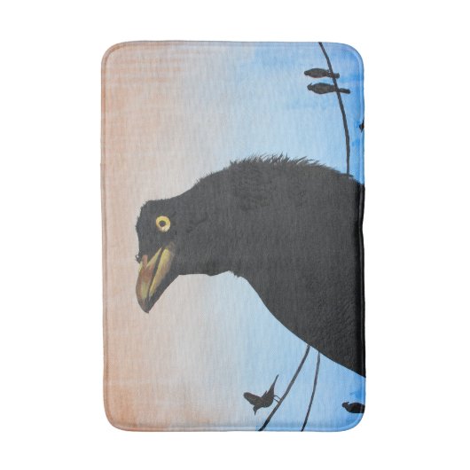 Grackle Austin Texas Bird Nature Wildlife Malerei Badematte (Vorderseite Vertikal)