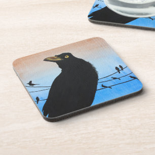 Grackle Austin Texas Bird Nature Wildlife Malerei Getränkeuntersetzer