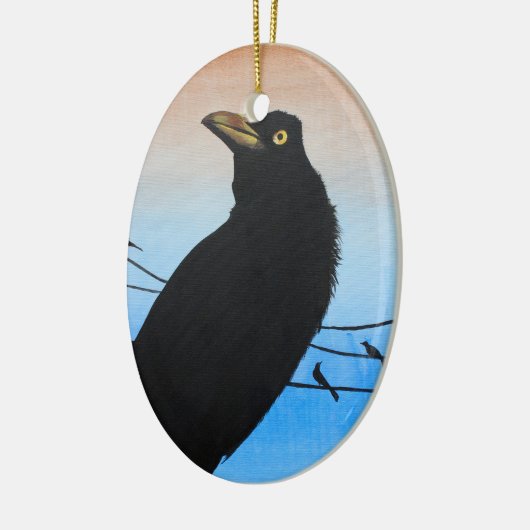 Grackle Austin Texas Black Bird Wildlife Painting Keramik Ornament (Links)