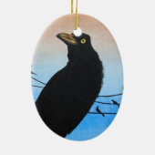 Grackle Austin Texas Black Bird Wildlife Painting Keramik Ornament (Hinten)
