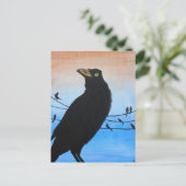 Grackle Austin Texas Black Bird Wildlife Painting Postkarte (Stehend Vorderseite)