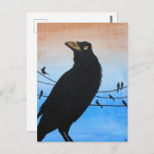 Grackle Austin Texas Black Bird Wildlife Painting Postkarte (Vorne/Hinten)