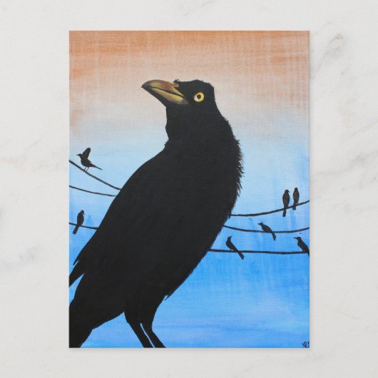 Grackle Austin Texas Black Bird Wildlife Painting Postkarte (Vorderseite)