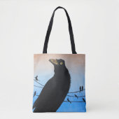Grackle Austin Texas Black Bird Wildlife Painting Tasche (Vorderseite)