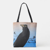 Grackle Austin Texas Black Bird Wildlife Painting Tasche (Rückseite)