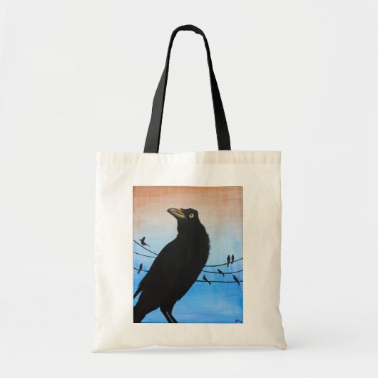 Grackle Austin Texas Black Bird Wildlife Painting Tragetasche (Vorne)