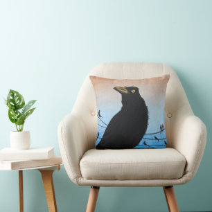 Grackle Austin Texas Schwarzer Vogel Wildtiermaler Kissen