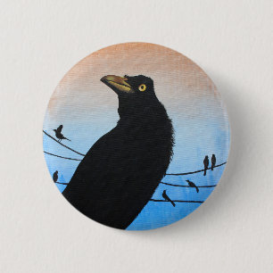 Grackle Austin Texas Vogel-Natur-Tier-Malerei Button
