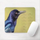 Grackle - Customizable full year 2026 calendar Mousepad (Mit Mouse)