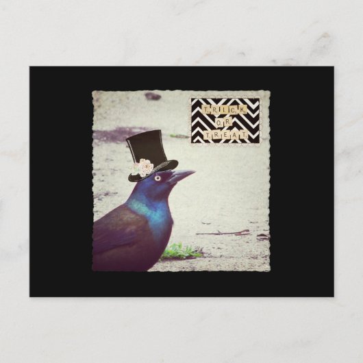 Grackle Trick oder Trete Postkarte (Vorderseite)