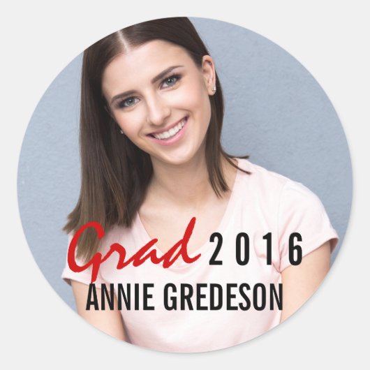 Grad 2016 handgeschriebenes modernes Abschluss Fot Runder Aufkleber (Vorderseite)