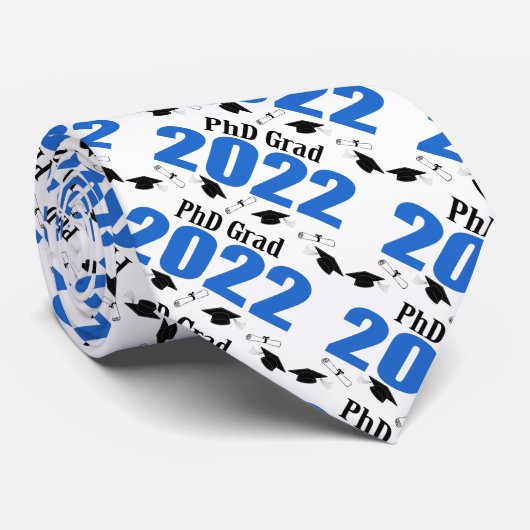 Grad 2022 Karten und Diplome (blau) Krawatte (Gerollt)