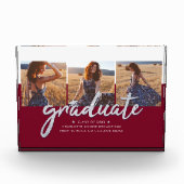 Grad 2022 Keepake Glitzer Silver Script Graduate Fotoblock (Vorderseite)
