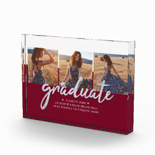 Grad 2022 Keepake Glitzer Silver Script Graduate Fotoblock