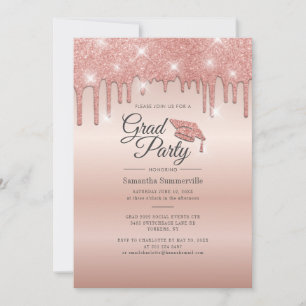 Grad 2022 Rose Gold Glitzer Graduation Party Einladung