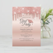 Grad 2022 Rose Gold Glitzer Graduation Party Einladung (Stehend Vorderseite)