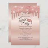 Grad 2022 Rose Gold Glitzer Graduation Party Einladung (Vorne/Hinten)