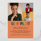 Grad 2023 Fettabschlusspartei 4 Foto Gold Folieneinladung (Rückseite)