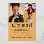 Grad 2023 Fettabschlusspartei 4 Foto Gold Folieneinladung (Rückseite)